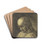 Brustbild eines bartlosen Mannes mit gesenktem Kopf nach links by Benjamin Calau Drink Coasters - set of 4