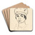 Vrouw met baret by Lon Spilliaert Art Drink Coaster set Vrouw met baret by Lon Spilliaert Art Drink Coaster set