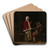 A Woman and Two Men in an Arbor by Pieter De Hooch Art Drink Coaster set