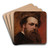 Self-portrait with fur hat by Ferdinand Keller Art Drink Coaster set