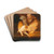 An Old Man Holding A Letter, With A Cat On A Ledge by Christoph Paudiss Drink Coasters - set of 4 An Old Man Holding A Letter, With A Cat On A Ledge by Christoph Paudiss Drink Coasters - set of 4