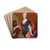 Portrait of a lady, holding a peacock feather fan with her servant, holding a dog by Nicolas de Largillire Drink Coasters - set of 4