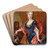 Portrait of a lady, holding a peacock feather fan with her servant, holding a dog by Nicolas de Largillire Art Drink Coaster set