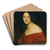 Dame in indischrotem Kleid by Joseph Hasslwander Art Drink Coaster set Dame in indischrotem Kleid by Joseph Hasslwander Art Drink Coaster set