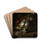 Tulips, rose, honeysuckle, apple blossom, poppies and other flowers in a glass vase, with a butterfly, on a marble ledge by Rachel Ruysch Drink Coasters - set of 4 Tulips, rose, honeysuckle, apple blossom, poppies and other flowers in a glass vase, with a butterfly, on a marble ledge by Rachel Ruysch Drink Coasters - set of 4