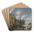 A Town On The Banks Of A River With Figures At The Waterside by Thomas Heeremans Art Drink Coaster set A Town On The Banks Of A River With Figures At The Waterside by Thomas Heeremans Art Drink Coaster set