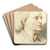 Study Of A Man's Head by Jean-Baptiste Greuze Art Drink Coaster set