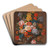 A Bouquet of Flowers with a Birds Nest, by Johann Oberer Art Drink Coaster set A Bouquet of Flowers with a Birds Nest, by Johann Oberer Art Drink Coaster set