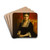 Portrait de femme en robe noire tenant un gant by Jean-Paul Laurens Drink Coasters - set of 4