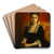 Portrait de femme en robe noire tenant un gant by Jean-Paul Laurens Art Drink Coaster set