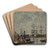 Port, navires  quai by Eugne Boudin Art Drink Coaster set Port, navires  quai by Eugne Boudin Art Drink Coaster set