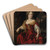 Portrait Of A Lady Wearing A Red Dress by Nicolaes Maes Art Drink Coaster set