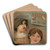 Two little girls beside a cage with a canary by Tadeusz Makowski Art Drink Coaster set Two little girls beside a cage with a canary by Tadeusz Makowski Art Drink Coaster set
