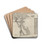 Linearperspektiven anvendt paa Malerkunsten - Tavle VI Gadelygten p parkens mur, Dagslys by Christoffer Wilhelm Eckersberg Drink Coasters - set of 4 Linearperspektiven anvendt paa Malerkunsten - Tavle VI Gadelygten p parkens mur, Dagslys by Christoffer Wilhelm Eckersberg Drink Coasters - set of 4