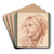 Head of a Young Woman by Jean-Baptiste Greuze Art Drink Coaster set