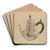 Silver Teapot by Hester Duany Art Drink Coaster set