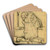 Kaketoe op zitstok met voederbakken by Theo van Hoytema Art Drink Coaster set