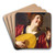 A Woman Tuning A Lute by Gerard van Honthorst Art Drink Coaster set