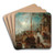 Venice, A Canal in the Moonlight, with Santa Maria della Salute in the Background by Andreas Achenbach Art Drink Coaster set
