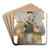 Girl With Two Children, Hound And Birds by Continental School Art Drink Coaster set