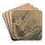 Seated Satyr Leaning Backward (recto) by Jean-Baptiste Deshays Art Drink Coaster set Seated Satyr Leaning Backward (recto) by Jean-Baptiste Deshays Art Drink Coaster set