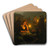 Night-Market In Amsterdam, With The Dam Palace And The Nieuwe Kerk In The Background by Petrus van Schendel Art Drink Coaster set Night-Market In Amsterdam, With The Dam Palace And The Nieuwe Kerk In The Background by Petrus van Schendel Art Drink Coaster set