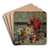 Jesters Playing Cochonnet by Eduardo Zamacois y Zabala Art Drink Coaster set