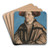 Portrait of a man in a red beret by Hans Holbein The Younger Art Drink Coaster set