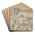 Peasants Playing Backgammon and Merry-making in a Tavern by Cornelis Dusart Art Drink Coaster set