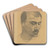 Man's head by Ladislav Mednynszky Art Drink Coaster set