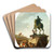 An animated landscape with the statue of Marcus Aurelius by Hubert Robert Art Drink Coaster set