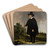 Portrait of a man against landscape by Govert Flinck Art Drink Coaster set
