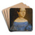 Brustbild eines jungen Mdchens in blauem Kleid by Friedrich Wasmann Art Drink Coaster set