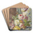 Ein Blumenstrau in einem Korb, auf einer Tulpe ein Schmetterling, vorne eine Schnecke by Johannes Christiaan Roedig Art Drink Coaster set Ein Blumenstrau in einem Korb, auf einer Tulpe ein Schmetterling, vorne eine Schnecke by Johannes Christiaan Roedig Art Drink Coaster set