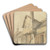 A Village Street, Figures by Old Cottages by William Alexander Art Drink Coaster set A Village Street, Figures by Old Cottages by William Alexander Art Drink Coaster set
