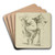 Head and torso of male stayr, and a female satyr by Peter Paul Rubens Art Drink Coaster set Head and torso of male stayr, and a female satyr by Peter Paul Rubens Art Drink Coaster set