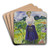 Woman in a Green Meadow by Edvard Munch Art Drink Coaster set