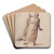 Back View of a Standing Man in a Long Cloak by Cesare Nebbia Art Drink Coaster set