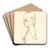 Stende mandlig akademimodel med et tov by Christen Kbke Art Drink Coaster set