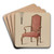 Armchair by Carl Weiss Art Drink Coaster set