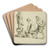 Two satyrs, and the head of a satyr by Peter Paul Rubens Art Drink Coaster set Two satyrs, and the head of a satyr by Peter Paul Rubens Art Drink Coaster set