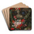 Fruit and flowers surrounding a stone bust of the Goddess Flora by Joris van Son Art Drink Coaster set