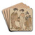Two Courtesans and a Kamuro Carrying a Dog by Korysai Isoda Art Drink Coaster set
