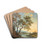A river landscape with a herdsman in the foreground and a village beyond by Giovanni Battista Cimaroli Drink Coasters - set of 4
