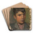 Head Study of a Boy in a Pink Shirt by Ladislav Mednynszky Art Drink Coaster set
