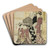 Komurasaki of the Kadotamaya with Attendants Hatsune and Utano by Chbunsai Eishi Art Drink Coaster set