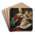 The Madonna Reading, With The ChristChildAnd Infant Saint John The Baptist by Bernardo Strozzi Art Drink Coaster set