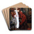 Young woman looking at Japanese items by James Tissot Art Drink Coaster set