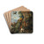 A peacock, cocks, hens and other birds, with a landscape beyond by Giovanni Crivelli Drink Coasters - set of 4