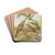 Emberiza aureola Pall, Emberiza caesia Cretschmar by Johann Friedrich Naumann Drink Coasters - set of 4 Emberiza aureola Pall, Emberiza caesia Cretschmar by Johann Friedrich Naumann Drink Coasters - set of 4